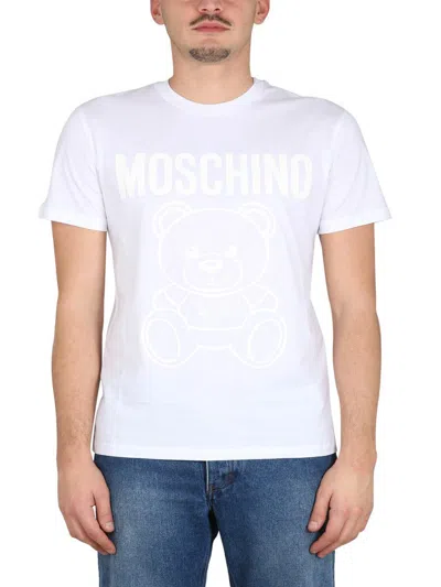 Moschino Teddy Bear Organic Jersey T-shirt In White