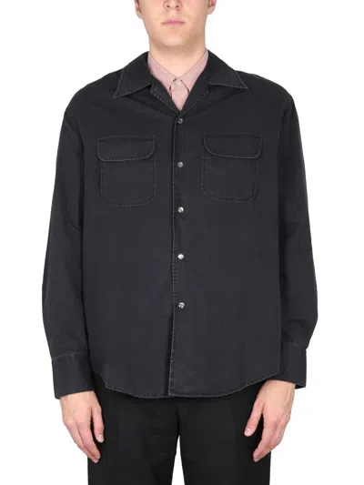 Our Legacy Poco Washed Cotton-twill Shirt In Black Cosmic Twill