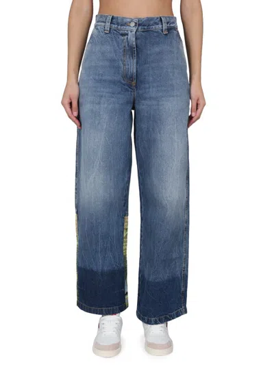 Palm Angels Baggy Fit Jeans In Blue