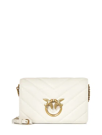 Pinko White Leather Classic Love Click Shoulder Bag