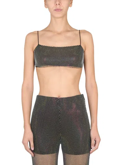 Rotate Birger Christensen Rotate Embellished Cropped Sleeveless Top In Black