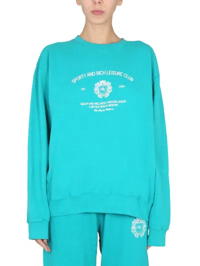 Sporty And Rich Sweatshirt With Logo Unisex In Green