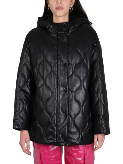 Stand Studio Everlee Quilted Faux-leather Jacket In Black