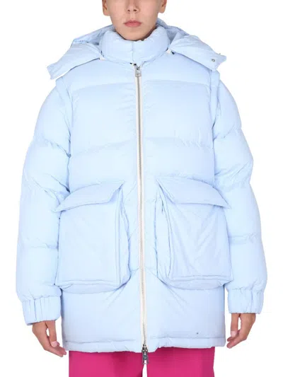 Sunnei Removable Sleeved Puffy Down Jacket In Azure