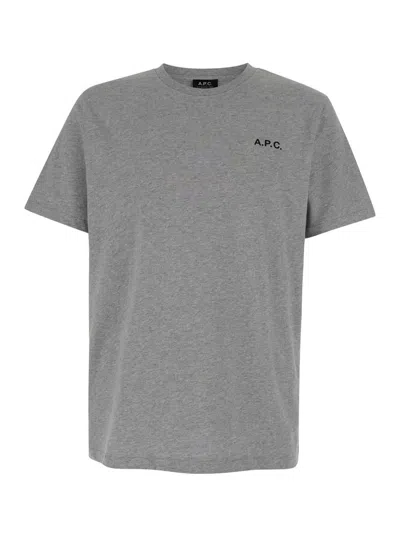Apc Wave Logo-print Cotton-jersey T-shirt In Gray