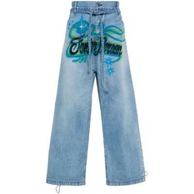 Tender Person Logo-print Straight Jeans In Blue
