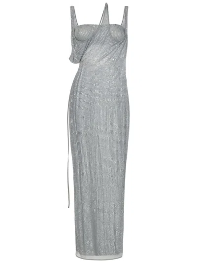 Attico The  Asymmetric Midi Dress In Grey
