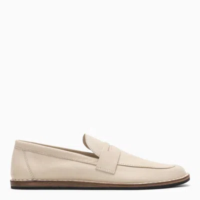 The Row Cary Tofu Loafer In Beige