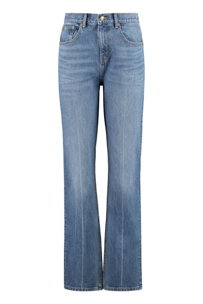 Tory Burch Mid-rise Straight-leg Denim Jeans In Light Crease Wash