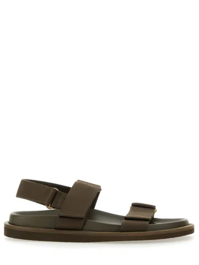Uma Wang Leather Sandal In Military Green
