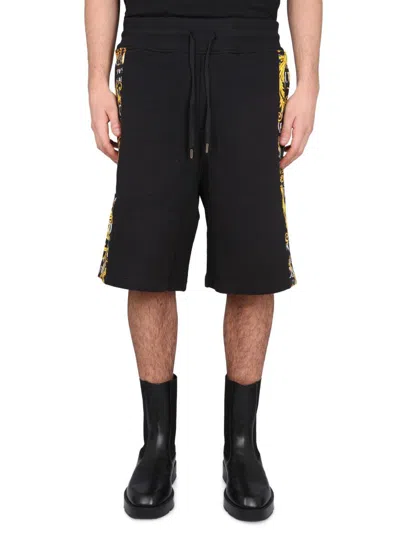 Versace Jeans Couture Bermuda With Logo In Black