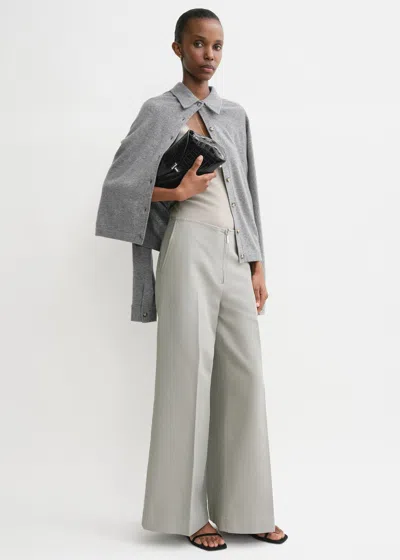 Totême Zip-front Wide Trousers Dove In Gray