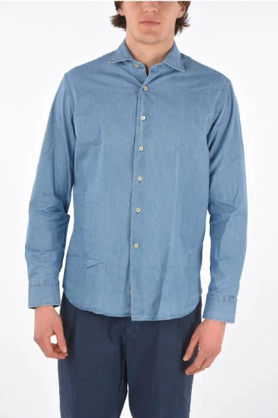 Alessandro Gherardi Spread Collar Denim Shirt In Blue