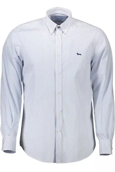 Harmont & Blaine Elegant White Cotton Button-down Shirt In Blue