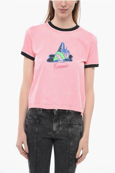 Cormio Logo-print Cotton T-shirt In Pink & Purple