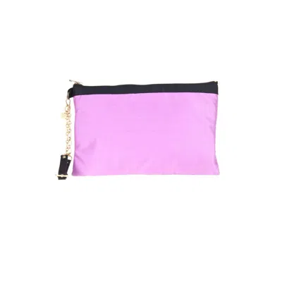 Patrizia Pepe Purple Silk Handbag In Brown