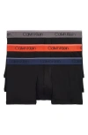 Calvin Klein Microfiber Stretch Wicking Low Rise Trunks, Pack Of 3 In N33 Black