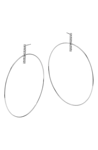 Lana Flawless Diamond Bar Stud Hoop Earrings, 60mm In White