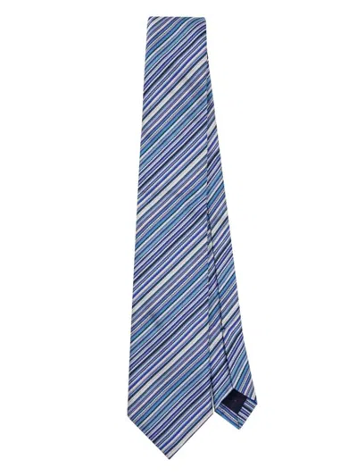 Paul Smith Men Tie New Stripe Accessories In Blue