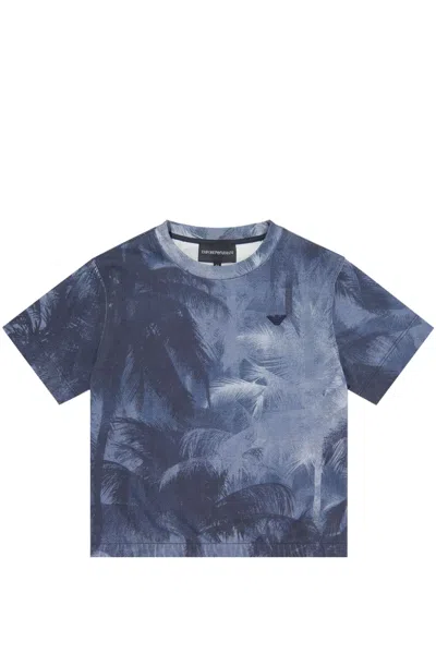 Emporio Armani Kids' Graphic-print Cotton T-shirt In Blue