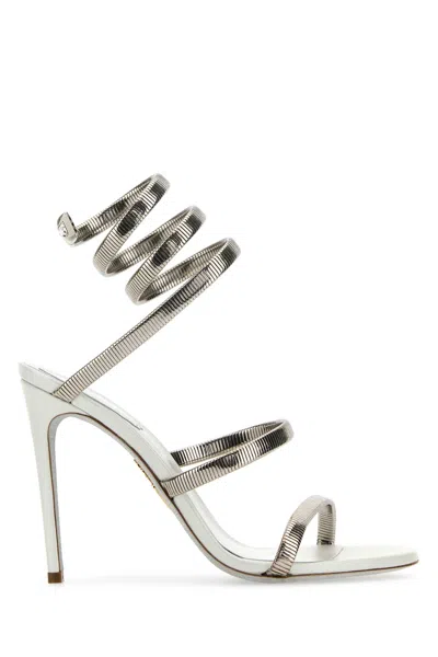 René Caovilla Rene Caovilla Womens Silver Juniper 105 Coiled-strap Leather Heeled Sandals
