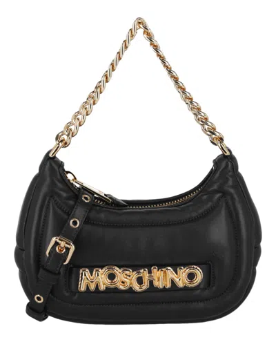 Moschino Balloon Lettering Crescent Bag In Black