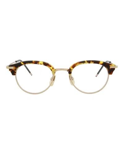 Thom Browne Oval-frame Metal Optical Frames Eyeglass Frame Brown Size 47 Metal In Gold
