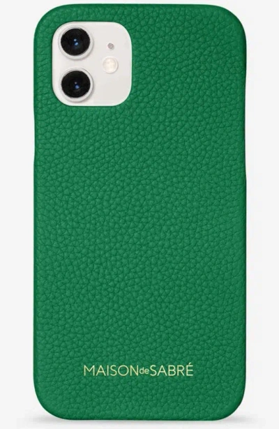 Maison De Sabre Leather Phone Case (iphone 12) In Emerald Green