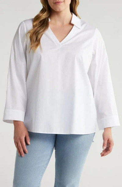 Harshman Women's Plus Lilou Cotton Blouse In White