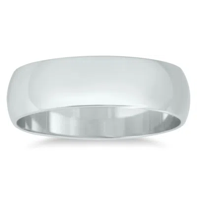 Sselects 5mm Domed Wedding Band In 14k White Gold In Silver