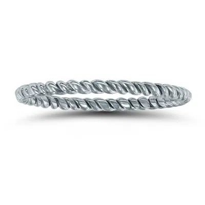 Sselects 1.5mm Rope Twist Wedding Band In 14k White Gold In Silver
