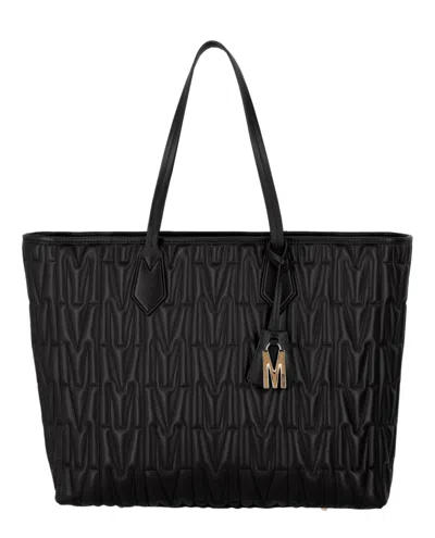 Moschino M-quilted Leather Tote In Black