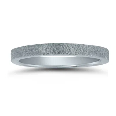 Sselects 2mm Spun Stone Finish Wedding Band In 14k White Gold In Silver