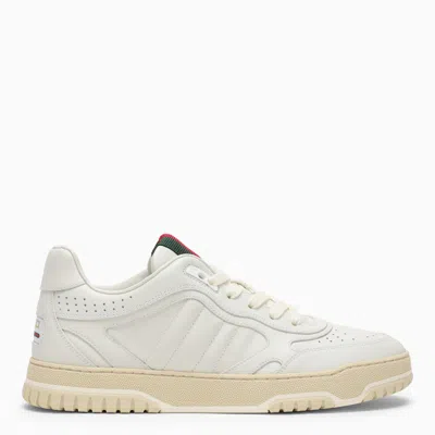 Gucci Re-web Trainer White Leather In Neutral