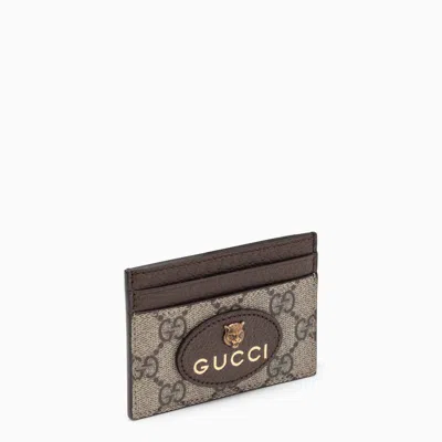 Gucci Beige Card Holder In Gg Supreme In Brown