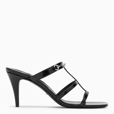 Gucci Slim Horsebit Slide Sandals In Black