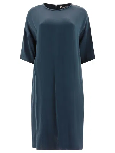 's Max Mara "terra" Satin T-shirt Dress In Blue