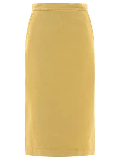 Max Mara "denver" Straight-fit Gabardine Skirt In Yellow