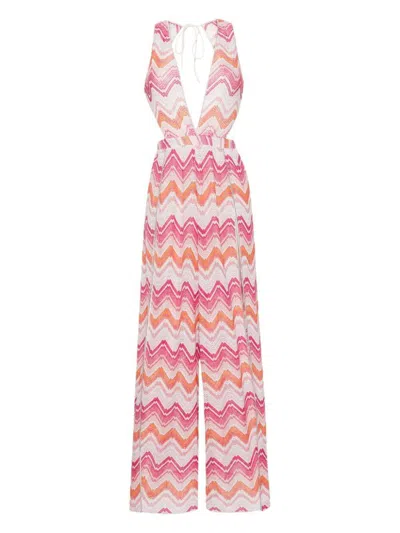 Missoni Zigzag-woven Jumpsuit Cover-up In Pink & Purple