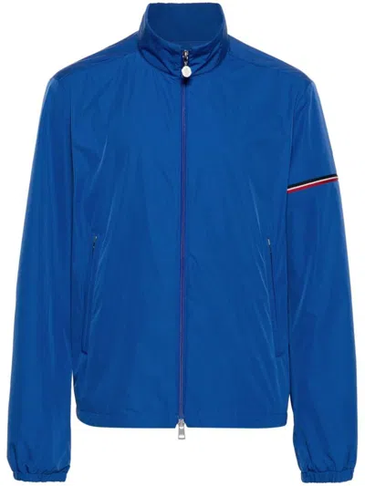 Moncler Ruinette Webbing-trimmed Logo-appliquéd Shell Jacket In Blue