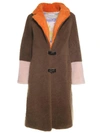 SAKS POTTS FEBBE COLORBLOCKED SHEARLING COAT,17220FEBBEFLOWERCOATBROWNORANGEROSEWHITE