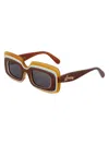 Loewe X Paula's Ibiza 47mm Rectangular Sunglasses In Ivory Multi Brown