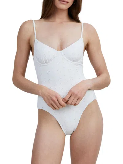 Solid & Striped Women's The Taylor Eyelet Underwire One-piece Swimsuit In Optic White