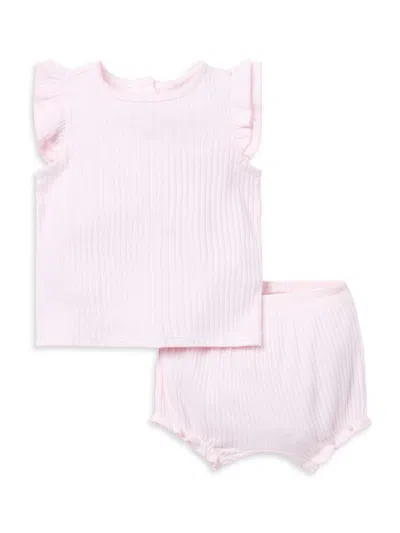 Janie And Jack Baby Girl's 2-piece Knit Ruffle-trim T-shirt & Bloomers Set In Pink