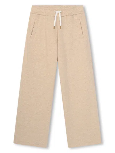 Chloé Kids' Drawstring-waist Organic Cotton Track Trousers In Neutrals