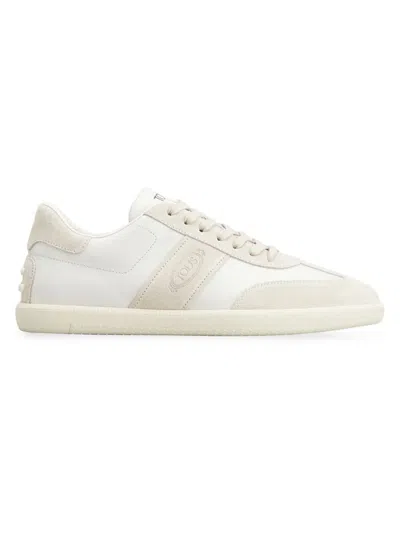 Tod's Men's Allacciata T Cassetta Leather Sneakers In Bianco Latte