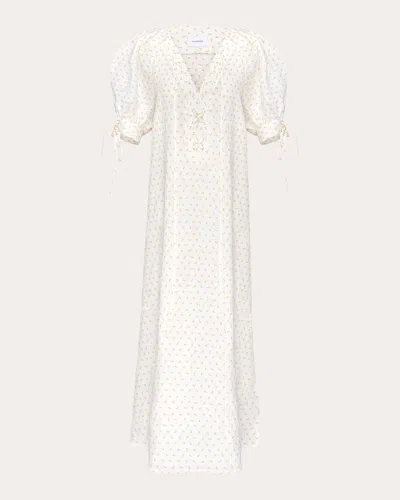 Sleeper Garden Linen Maxi Dress In White
