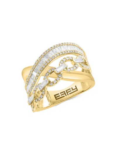 Effy Women's 14k Yellow Gold & 1 Tcw Diamond Crossover Ring