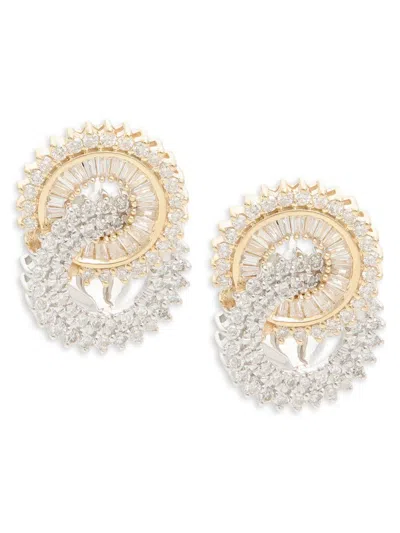 Saks Fifth Avenue Women's 14k Yellow Gold, Rhodium & 1 Tcw Diamond Interlocking Earrings