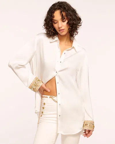Ramy Brook Agnes Embellished Button Down Top In Ivory